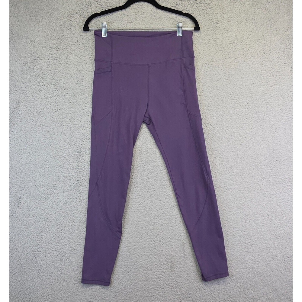Womens Yoga Pants L Purple Skinny High Waisted Stretch Workout Athleisure Sports